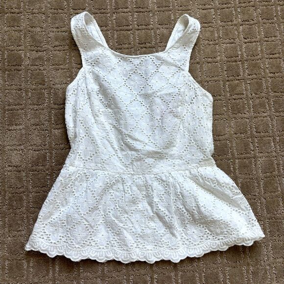 Lilly Pulitzer Tops - Lilly Pulitzer Eyelet Peplum Tank Top Sz 2 White Resort Feminine Preppy Cotton